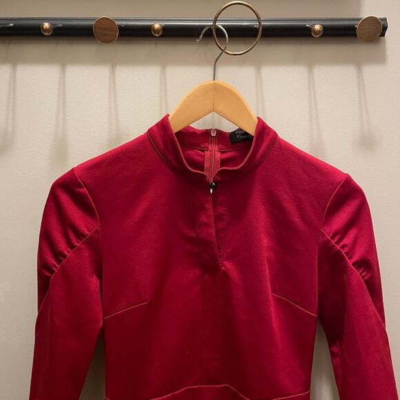 NWOT Vfshow Vfemage Red Mandarin Collar Midi Dress Small – Valentine’s Day - Picture 3 of 7